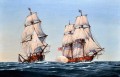 US Navy Virginia Navy cruiser Capt Barron taking the British navy brig HMS Oxford Naval Battle